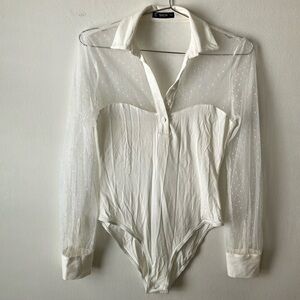 Bodysuit With Collar and Shear Sleeves